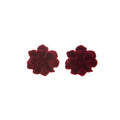Vintage Luxury Red Velvet Double Layer Flower Alloy Needle Statement Stud Floral Party Earrings view 5