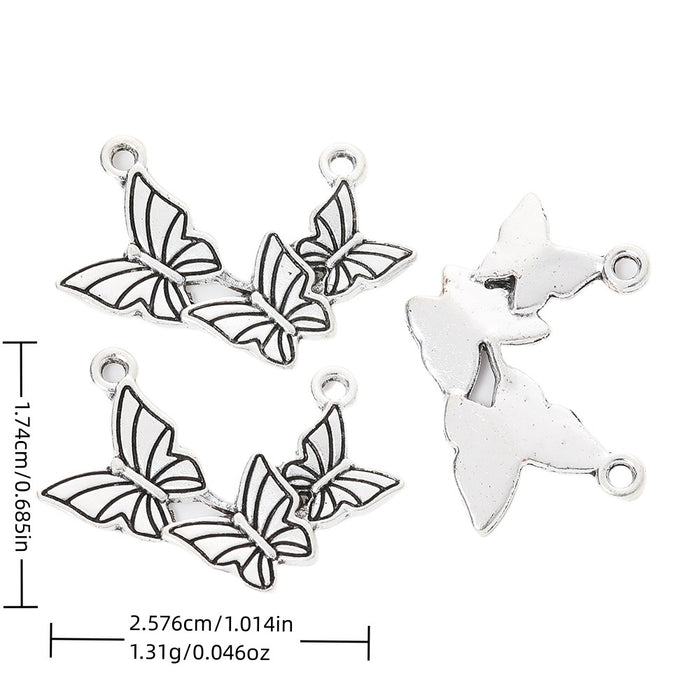 Antique Silver Zinc Alloy Butterfly Charm Pendant No.419824 for DIY Necklace Bracelet Jewelry Making