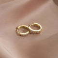 Luxury Small Gold Hoop Huggie Zircon Pave Sparkling Fashion Ear Cuff Earrings view 3