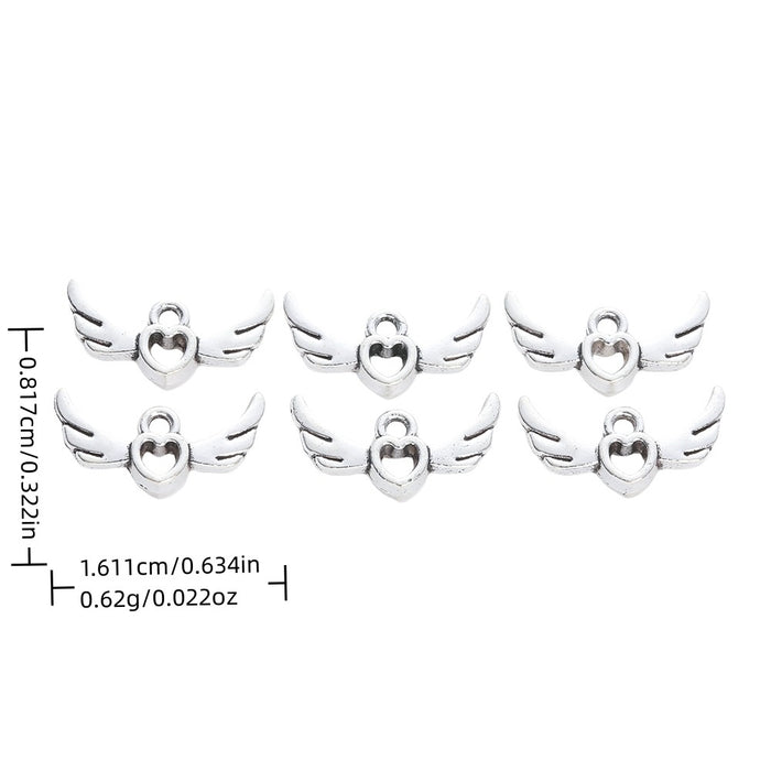 Antique Silver Zinc Alloy Winged Heart Charm Pendant for DIY Necklace Bracelet Jewelry Making