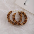 Light Luxury Leopard Print Flocked Alloy Hoop Earrings For Women Autumn Winter Hong Kong Style Earrings view 4