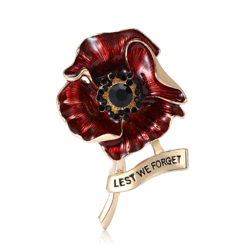 Alloy Poppy Flower Memorial Brooch Pin For Suits And Coats
