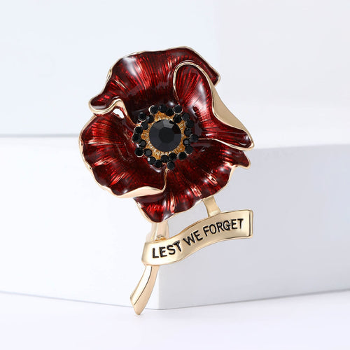 Alloy Poppy Flower Memorial Brooch Pin For Suits And Coats
