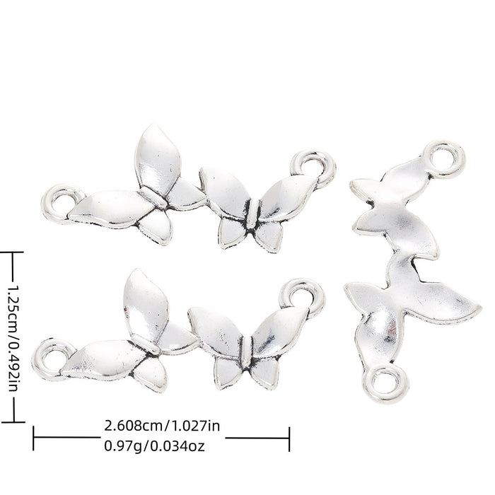 Antique Silver Zinc Alloy Butterfly Charm Pendant No.194965 for DIY Necklace Bracelet Jewelry Making