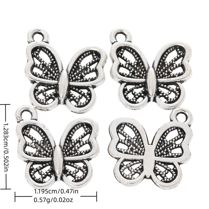 Antique Silver Zinc Alloy Butterfly Charm Pendant No.274087 for DIY Necklace Bracelet Jewelry Making