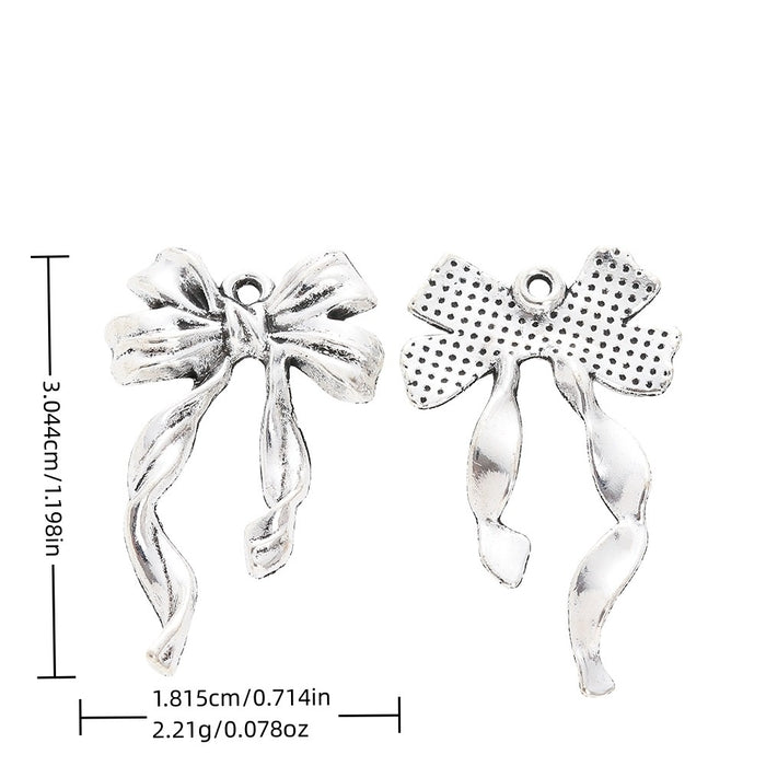 Antique Silver Zinc Alloy Bow Tie Charm Pendant No.395188 for DIY Necklace Bracelet Jewelry Making