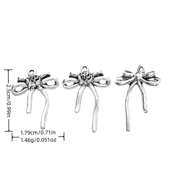 Antique Silver Zinc Alloy Bow Tie Charm Pendant No.855353 for DIY Necklace Bracelet Jewelry Making