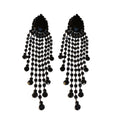 Chic Copper Teardrop Rhinestone Tassel Drop Earrings With Silver Pins For Women view 5