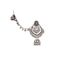 Vintage Bohemian Alloy Rhinestone Teardrop Tassel Hollow Chandbali Jhumka Chain Dangle Earrings view 5