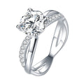 Classic Round Zircon Ring For Women, Micro Pave Engagement Wedding Jewelry Accessory view 5