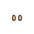 Vintage Luxury Red Orange Oval Enamel Bean Studs With Gold Tone Alloy Center Women Fashion Earrings view 5