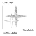 Elegant Alloy Rhinestone Double Cross Star Brooch For Women's Suits view 6