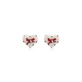 Korean Sweet Polka Dot Fabric Heart Bow Pearl Stud Earrings For Women Light Luxury Elegant Earrings view 5