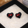 Korean Sweet Polka Dot Fabric Heart Bow Pearl Stud Earrings For Women Light Luxury Elegant Earrings view 4