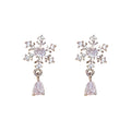 Light Luxury Copper Zircon Snowflake Stud Earrings For Women Minimalist Geometric Jewelry view 5