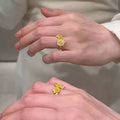 Gold Plated Vintage Zircon Flower Open Ring For Women view 4