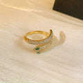 Gold Plated Zircon Snake Open Ring For Women – Gold view 2
