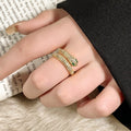 Gold Plated Zircon Snake Open Ring For Women – Gold view 3