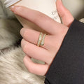 Gold Plated Zircon Snake Open Ring For Women – Gold view 1