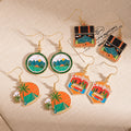 Creative Cartoon Camping Beach Vacation Alloy Enamel Oil Painting Style Hook Dangle Earrings view 1