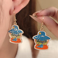 Creative Cartoon Camping Beach Vacation Alloy Enamel Oil Painting Style Hook Dangle Earrings view 3