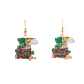 Irish Clover Top Hat Enamel Ear Hook Earrings, Lucky Forest Style Fashion Ear Jewelry view 5