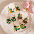 Irish Clover Top Hat Enamel Ear Hook Earrings, Lucky Forest Style Fashion Ear Jewelry view 2