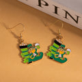 Irish Clover Top Hat Enamel Ear Hook Earrings, Lucky Forest Style Fashion Ear Jewelry view 4