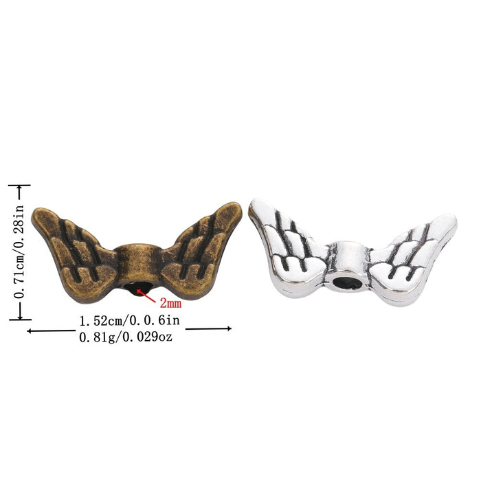 DIY Vintage Zinc Alloy Perforated Wing Spacer Beads For Bracelet Necklace