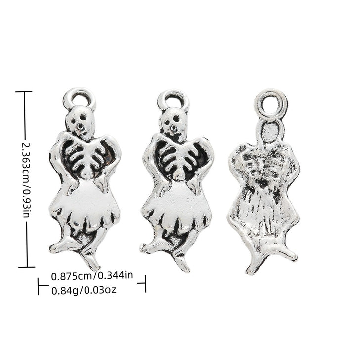 Antique Silver Zinc Alloy Skull Ghost Charm Pendant No.739891 for DIY Necklace Bracelet Jewelry Making