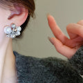 Silver Needle Zircon Contrast Color Faux Pearl Round Ball Stud Earrings For Women Light Luxury view 3