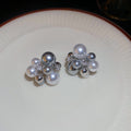 Silver Needle Zircon Contrast Color Faux Pearl Round Ball Stud Earrings For Women Light Luxury view 2