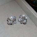 Silver Needle Zircon Contrast Color Faux Pearl Round Ball Stud Earrings For Women Light Luxury view 4