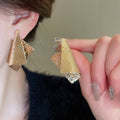 Irregular Geometric Metal Stud Earrings With Silver Pin, European American Light Luxury Fashion Jewelry view 3