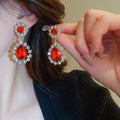 Alloy Rhinestone Flower Teardrop Stud Earrings With Silver Pins Chic Vintage Women's Jewelry view 4