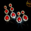 Alloy Rhinestone Flower Teardrop Stud Earrings With Silver Pins Chic Vintage Women's Jewelry view 1