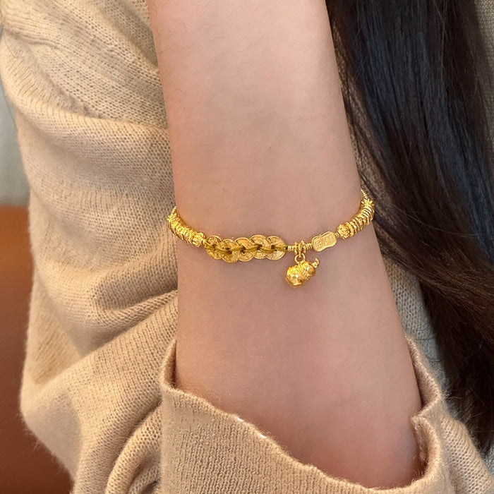 New Chinese Style Copper Gourd Blessing Bangle For Women Vintage Light Luxury Bracelet Jewelry