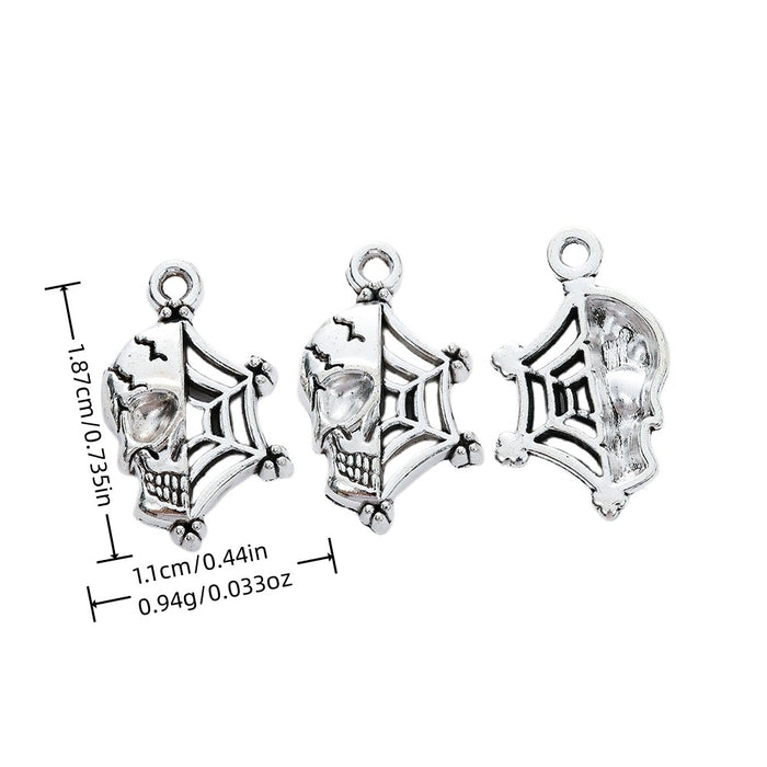 Antique Silver Zinc Alloy Skull Web Charm Pendant for DIY Necklace Bracelet Jewelry Making