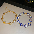 French Vintage Alloy Shell Flower Bangle Minimalist Elegant Metal Bracelet view 2
