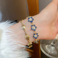 French Vintage Alloy Shell Flower Bangle Minimalist Elegant Metal Bracelet view 3