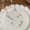 French Style Faux Crystal Layered Sweater Necklace For Women Geometric Round Luxury Fashion Jewelry view 2