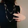 French Style Faux Crystal Layered Sweater Necklace For Women Geometric Round Luxury Fashion Jewelry view 1