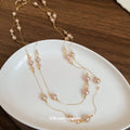 French Style Faux Crystal Layered Sweater Necklace For Women Geometric Round Luxury Fashion Jewelry view 4