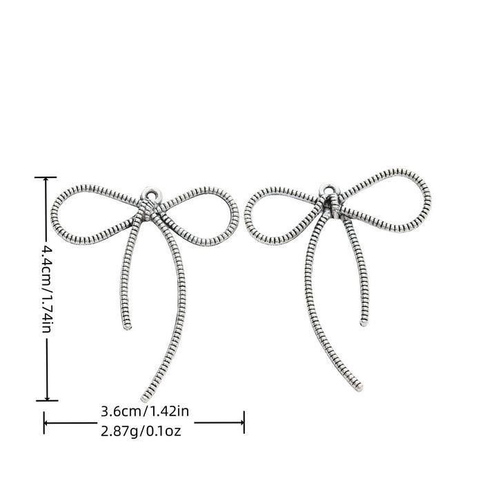 Antique Silver Zinc Alloy Bow Tie Charm Pendant No.040247 for DIY Necklace Bracelet Jewelry Making