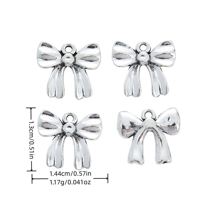 Antique Silver Zinc Alloy Bow Tie Charm Pendant No.040773 for DIY Necklace Bracelet Jewelry Making