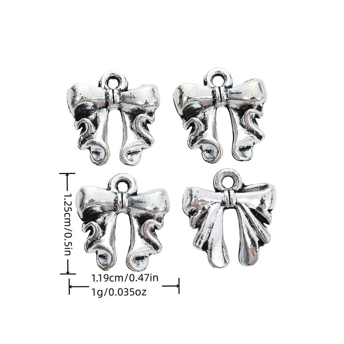 Antique Silver Zinc Alloy Bow Tie Charm Pendant No.420284 for DIY Necklace Bracelet Jewelry Making