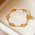 Gold Plated Copper Floral Gourd Bangle For Women New Chinese Light Luxury Jewelry view 2