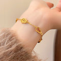 Gold Plated Copper Floral Gourd Bangle For Women New Chinese Light Luxury Jewelry view 3