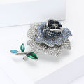 Alloy Rhinestone Rose Brooch Pin For Elegant Clothing Decoration view 3