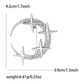 Creative Alloy Rhinestone Moon Star Brooch Pin For Womens Coats view 4
